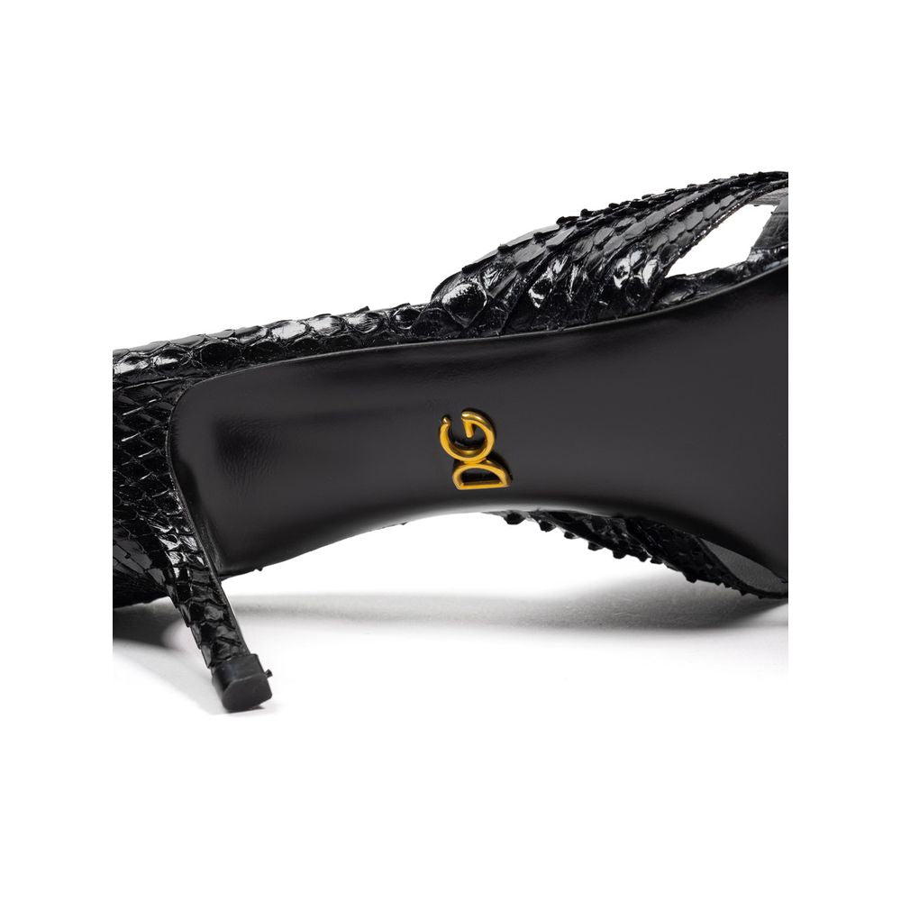 Dolce &amp; Gabbana Black Snake Skin  Platform Sandals