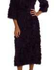Dolce & Gabbana Purple Fringe Midi Sheath Dress