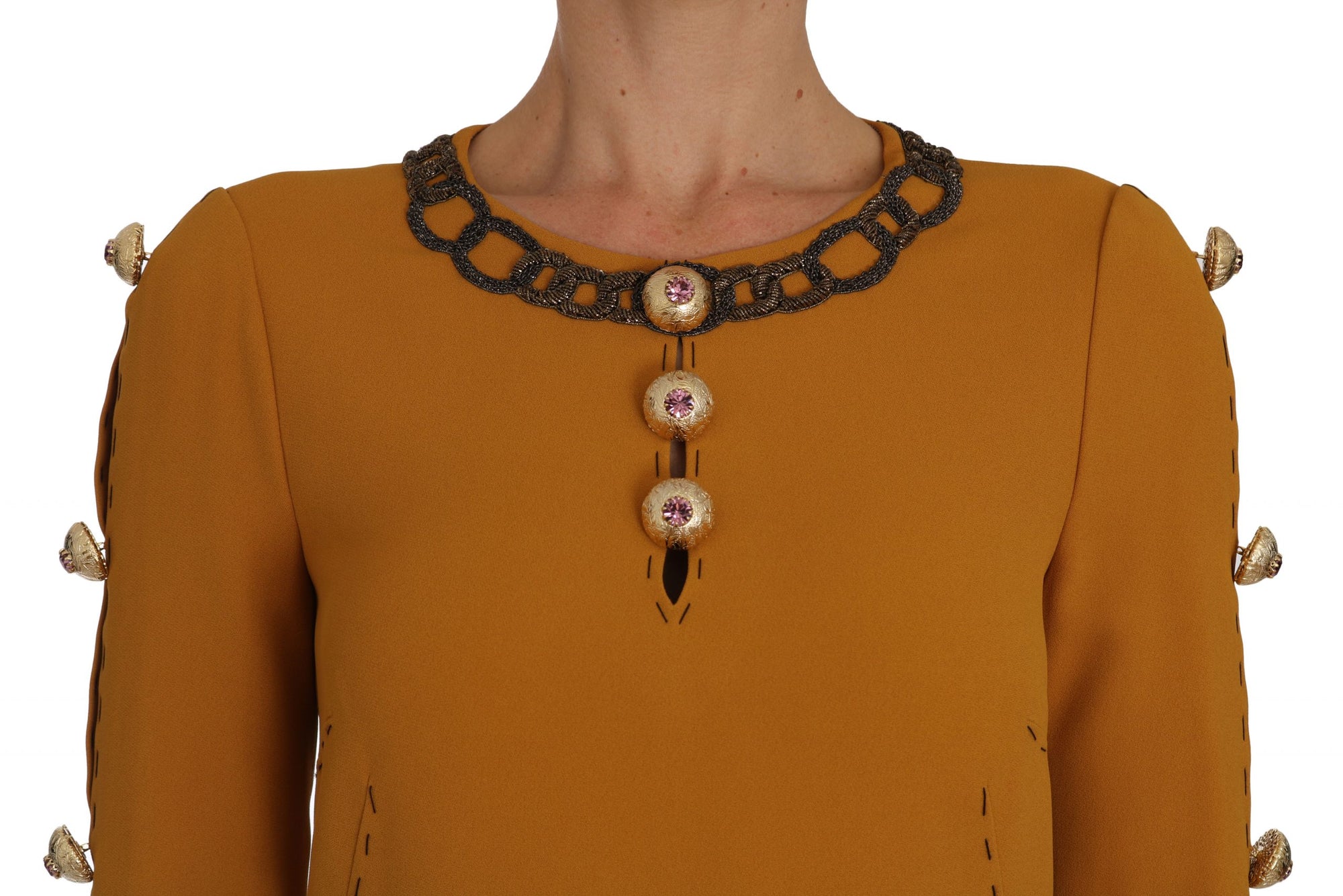 Dolce &amp; Gabbana Brown Mini  Crystal Embellished Dress