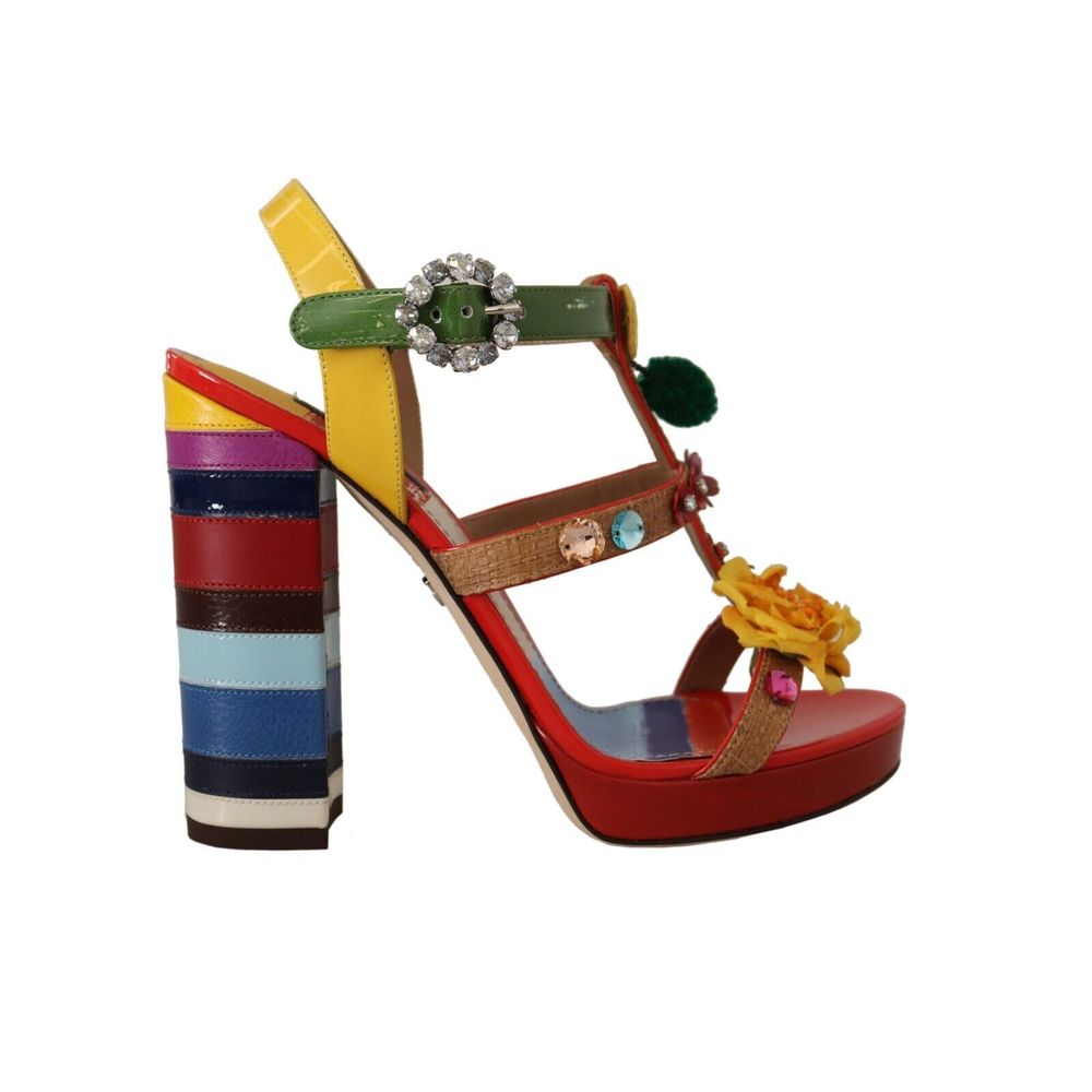 Dolce &amp; Gabbana Multicolor Cotton Platform Sandals