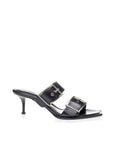 Alexander McQueen Black Leather Stiletto Heel Sandals