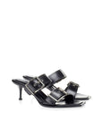 Alexander McQueen Black Leather Stiletto Heel Sandals