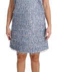 Dolce & Gabbana Light Blue Fringe Shift Gown Dress