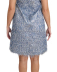 Dolce & Gabbana Light Blue Fringe Shift Gown Dress