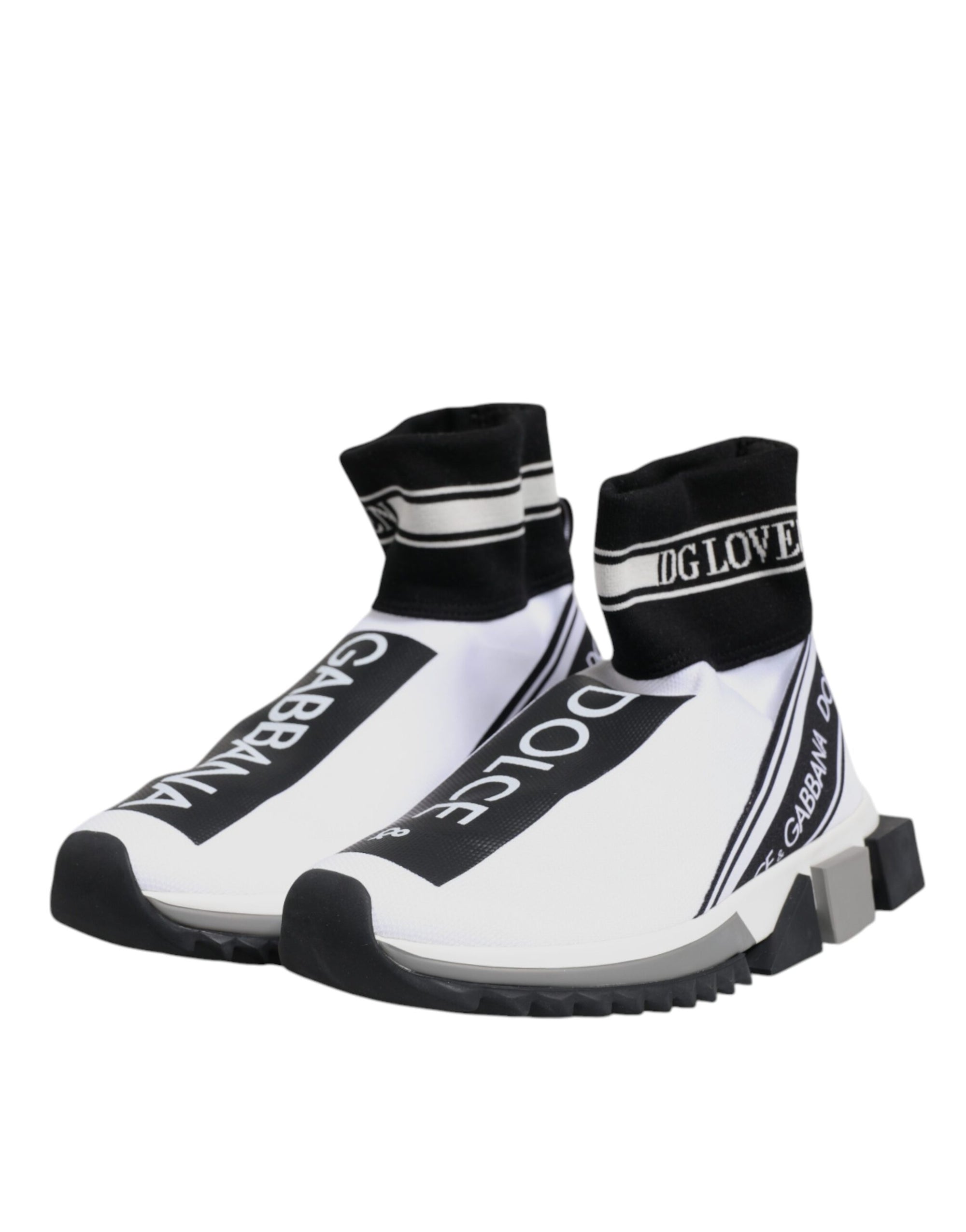Dolce &amp; Gabbana White Black Sorrento Socks Sneakers Shoes