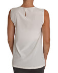 Dolce & Gabbana White Silk Embellished Crystal Sequin Fairy Top