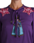 Dolce & Gabbana Purple Blouse Prince  Fairy Tale Embellished  Top