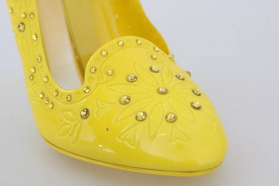 Dolce &amp; Gabbana Yellow Crystal Heels CINDERELLA Shoes