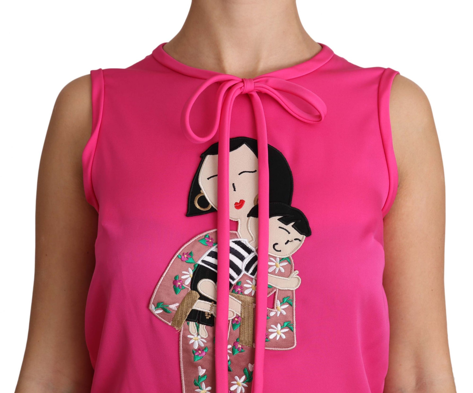Dolce &amp; Gabbana Pink Family Silk Tank  Mama Blouse Top Shirt
