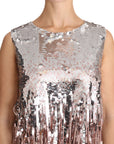 Dolce & Gabbana Golden Pink Sequined Fringe Tank Top
