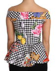 Dolce & Gabbana Black and White Corset Blouse Sicily Lemon Check Top