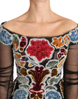 Dolce & Gabbana Black Floral Ricamo Top T-shirt Blouse