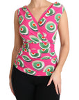 Dolce & Gabbana Pink Silk Stretch Sicilian Cake Top