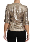 Dolce & Gabbana Gold Sequined Parrot Crystal Blouse