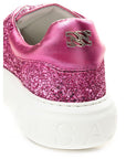 Casadei Fuchsia Fabric And Leather Low Top Sneakers