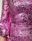 Dolce & Gabbana Metallic Fuchsia Floral Sheath Mini Dress