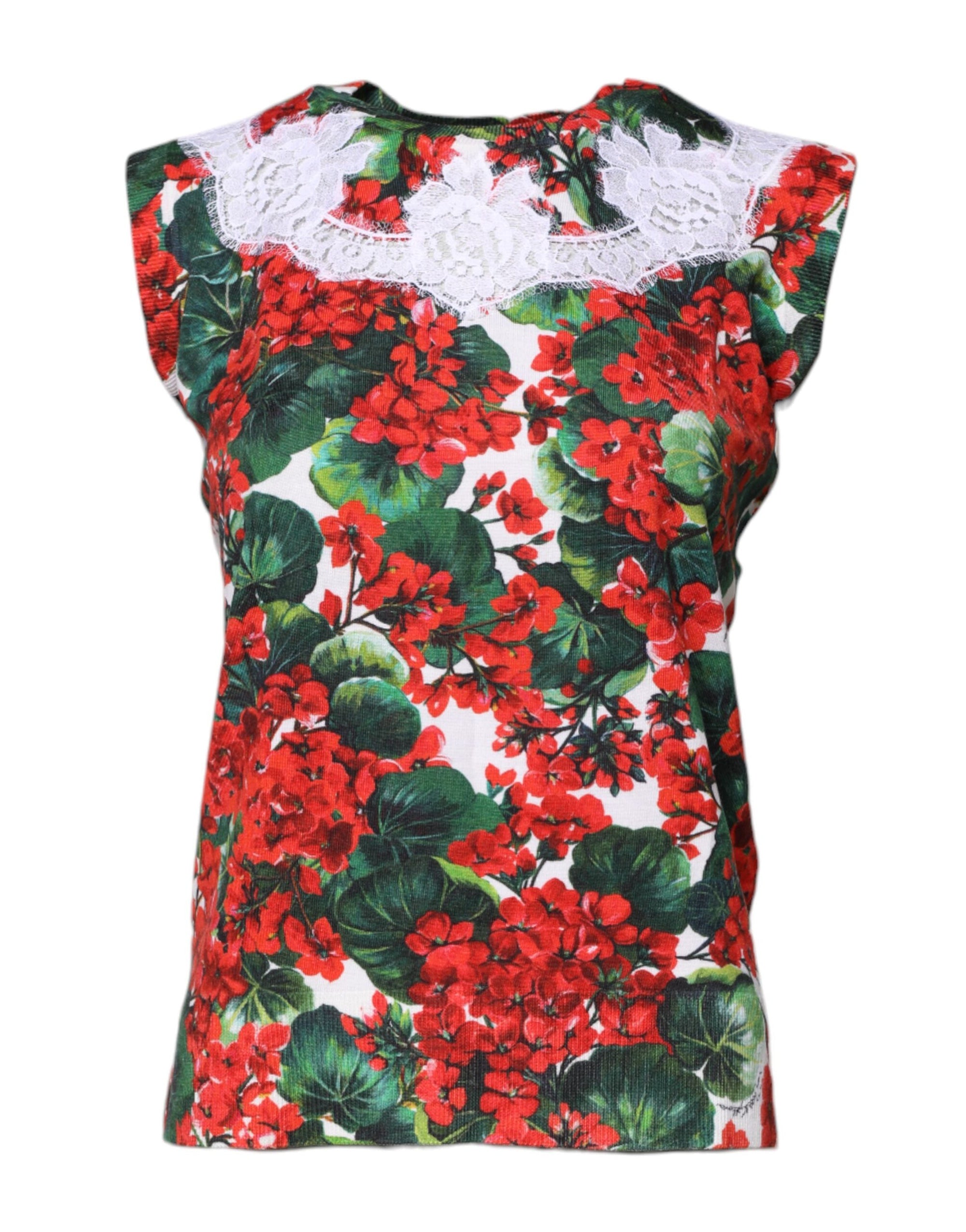 Dolce &amp; Gabbana Multicolor Floral Lace Sleeveless Tank Top