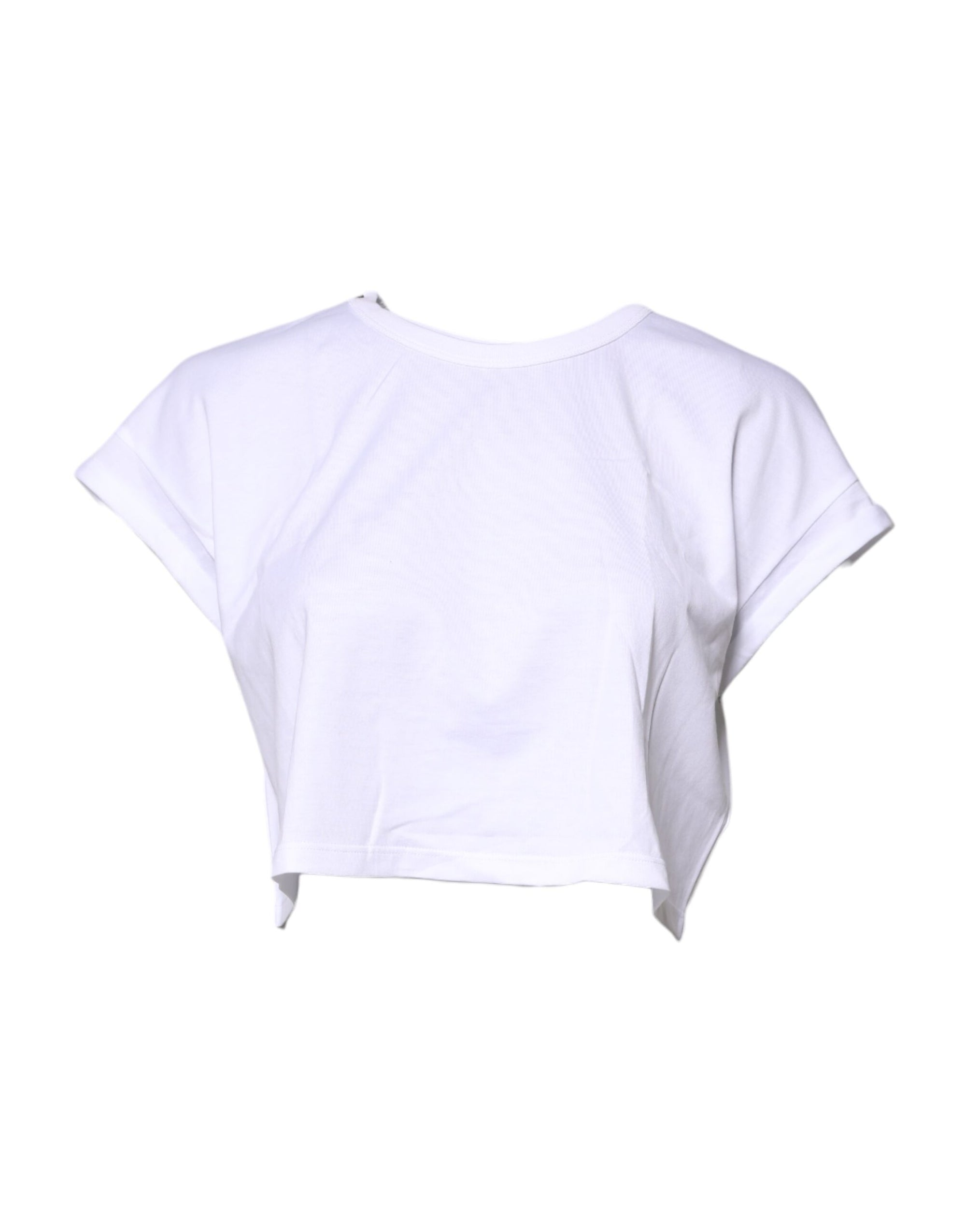 Dolce &amp; Gabbana White Cotton Crew Neck Cropped T-shirt Top