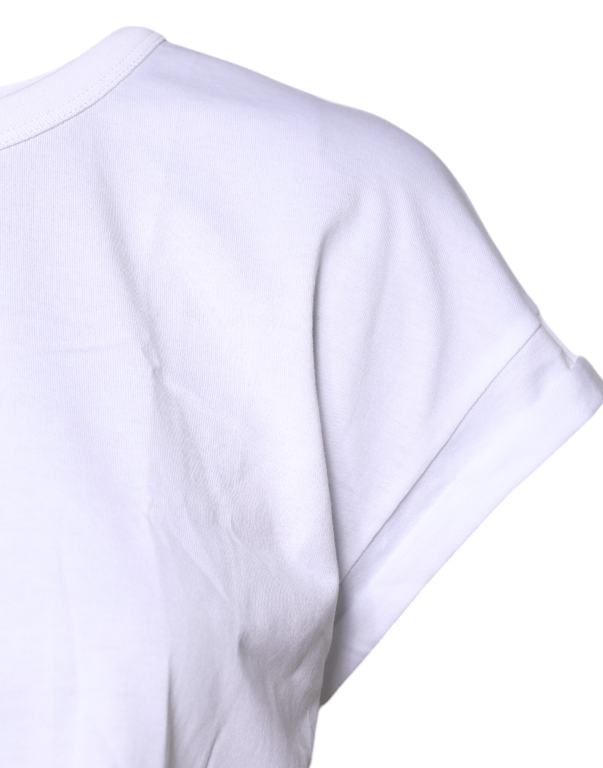 Dolce &amp; Gabbana White Cotton Crew Neck Cropped T-shirt Top