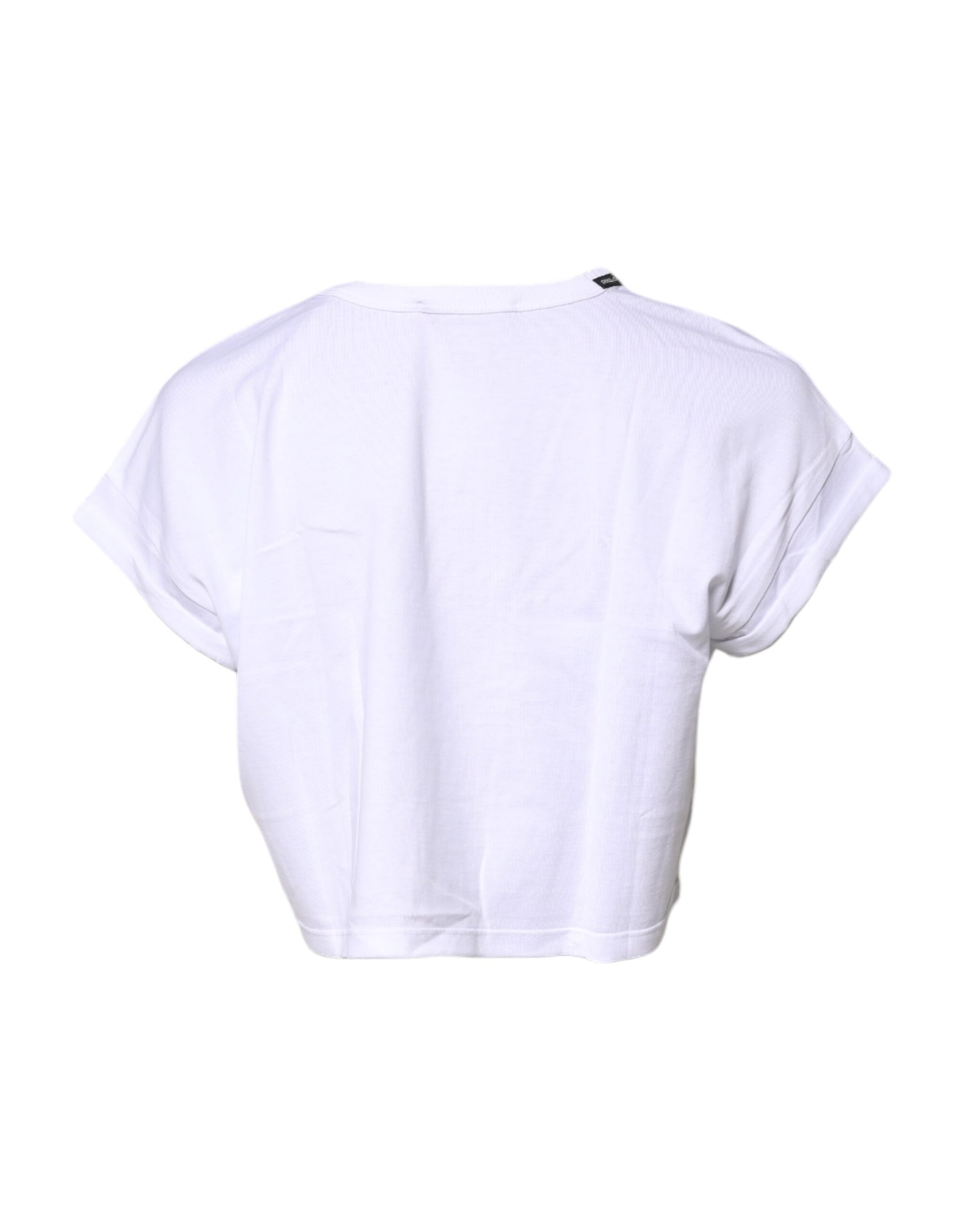 Dolce &amp; Gabbana White Cotton Crew Neck Cropped T-shirt Top