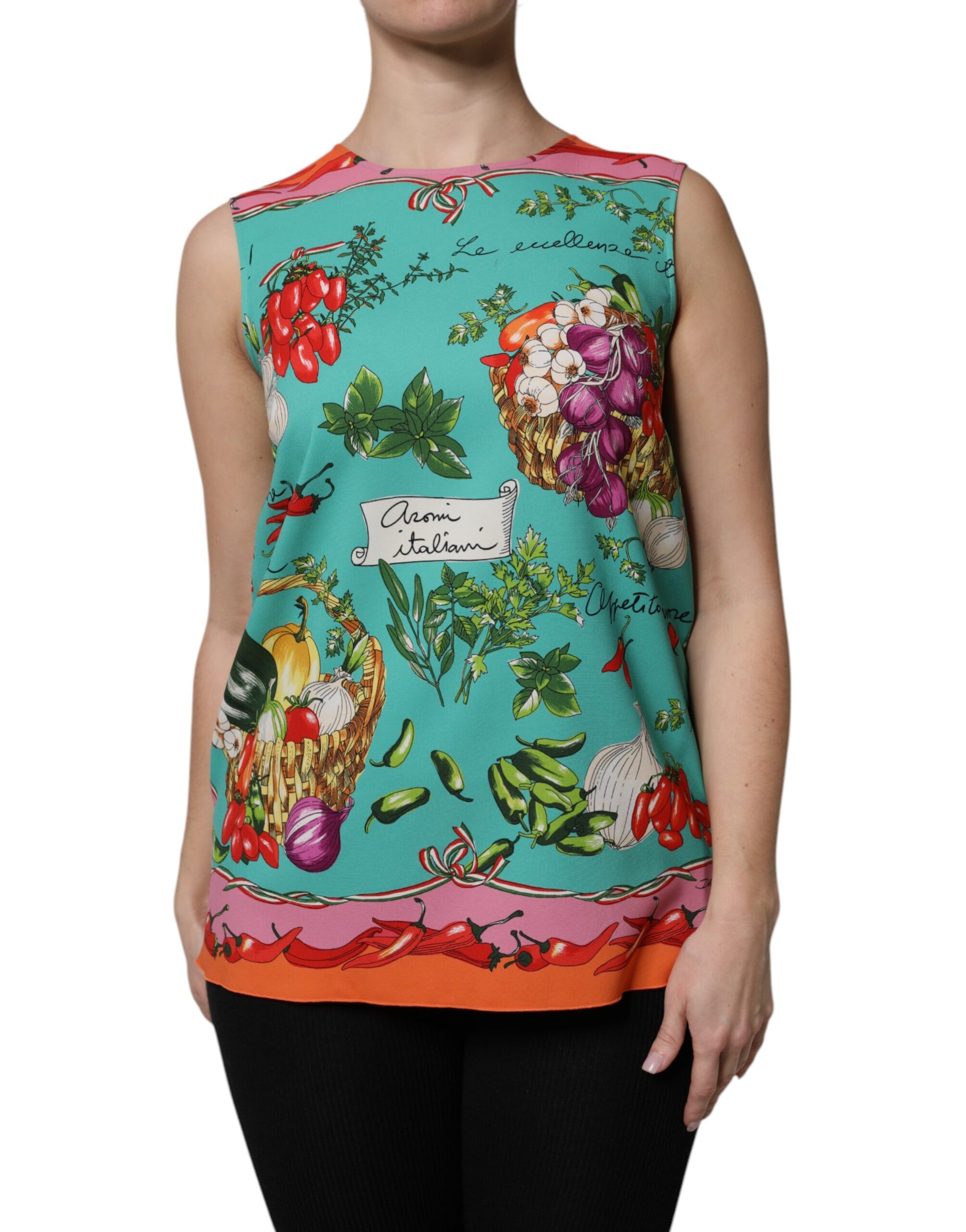 Dolce &amp; Gabbana Multicolor Floral Silk Sleeveless Tank Top