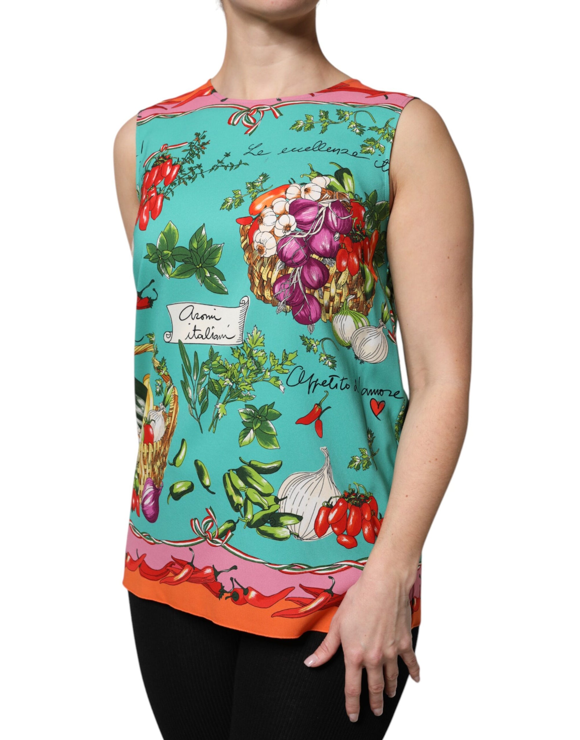 Dolce &amp; Gabbana Multicolor Floral Silk Sleeveless Tank Top