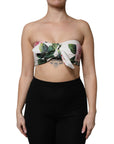 Dolce & Gabbana White Floral Print Cropped Bustier Corset Top