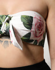 Dolce & Gabbana White Floral Print Cropped Bustier Corset Top