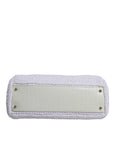 Dolce & Gabbana White Rafia Leather Top Handle Crossbody Bag