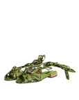 Dolce & Gabbana Green Animal Print Ankle Wrap Sandals Shoes