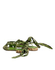 Dolce & Gabbana Green Animal Print Ankle Wrap Sandals Shoes