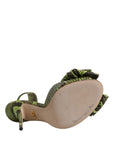 Dolce & Gabbana Green Python Leather Heels Sandals Shoes