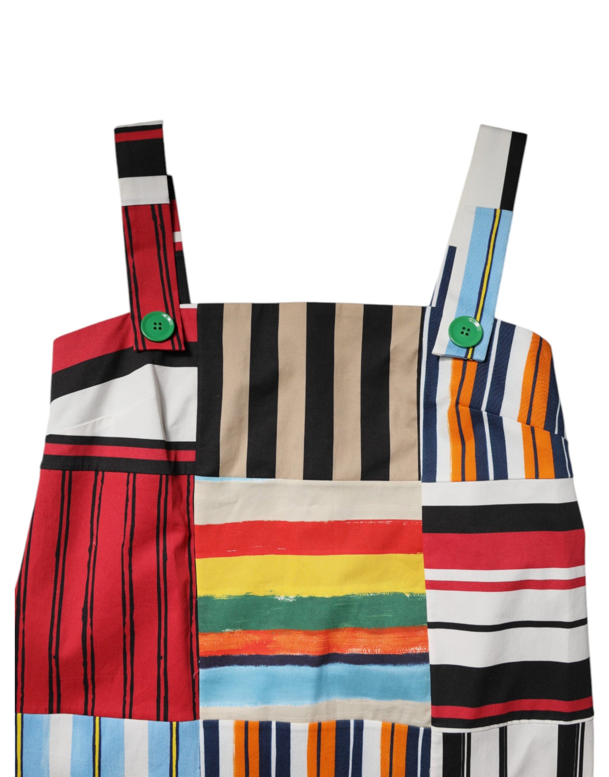 Dolce &amp; Gabbana Multicolor Cotton Stripe Sleeveless Dress