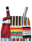 Dolce & Gabbana Multicolor Cotton Stripe Sleeveless Dress
