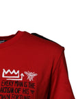 Dolce & Gabbana Red Cotton Graphic Print Crew Neck T-shirt