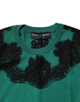 Dolce & Gabbana Green Wool Lace Detail Sleeveless Tank Top