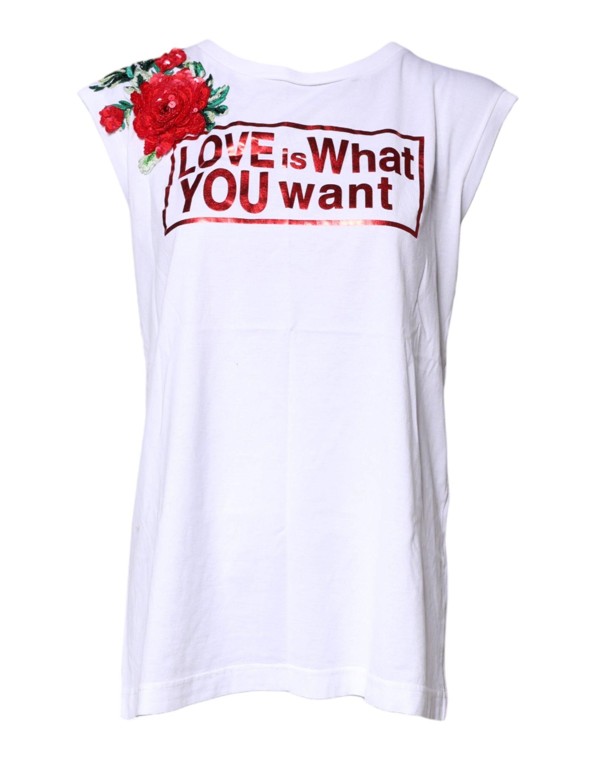 Dolce &amp; Gabbana White Floral Graphic Print Sleeveless Tank Top