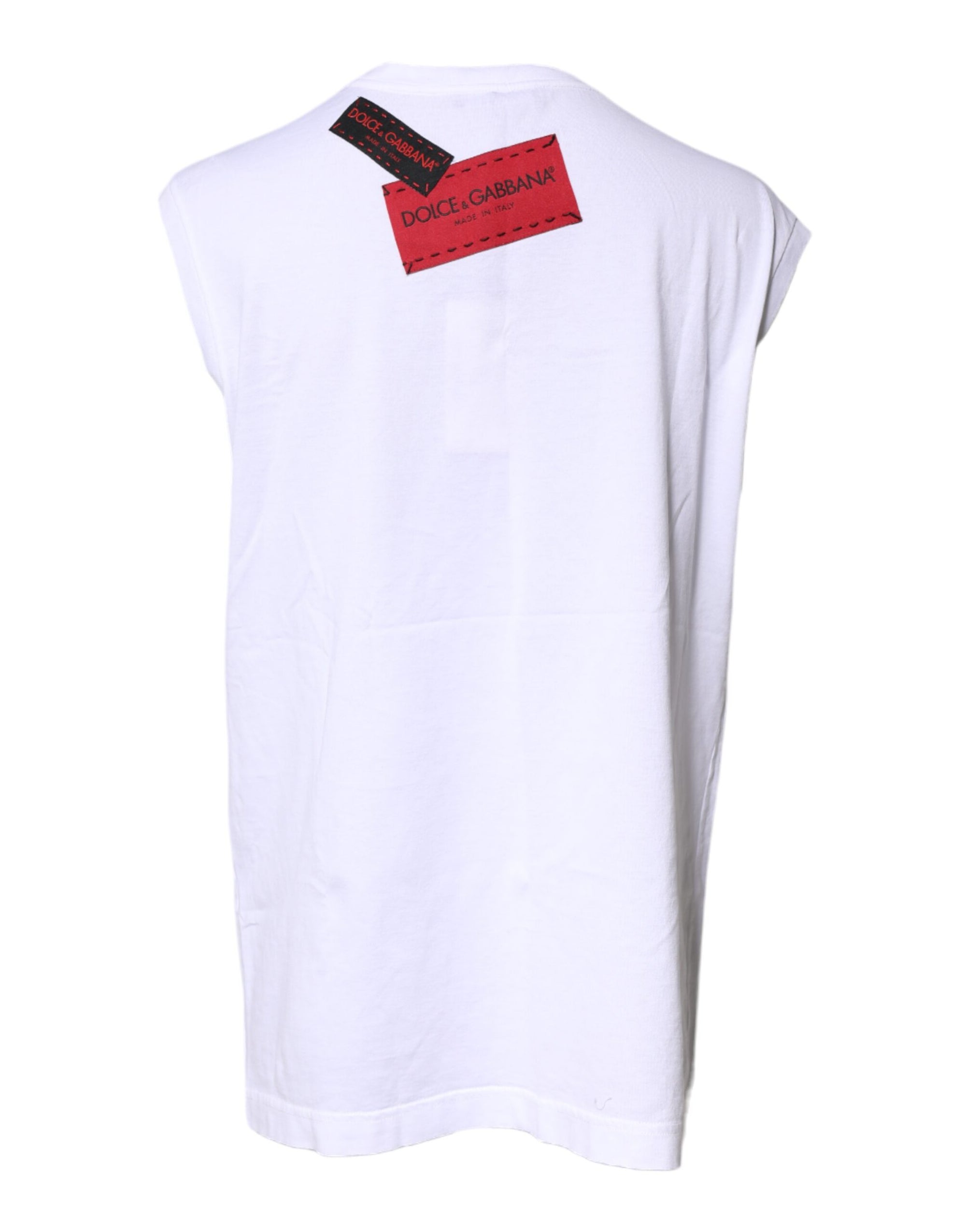 Dolce &amp; Gabbana White Floral Graphic Print Sleeveless Tank Top