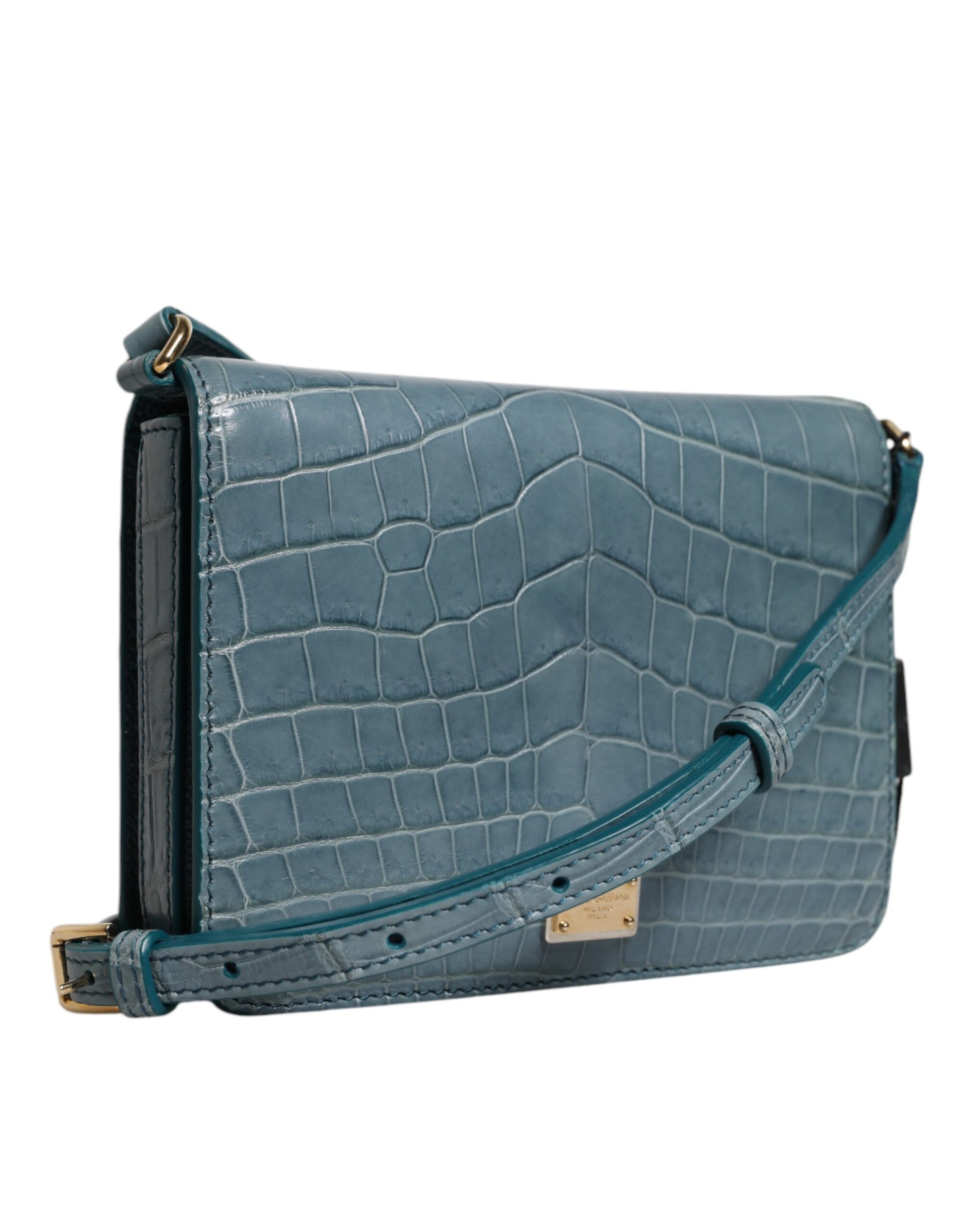 Dolce &amp; Gabbana Green Exotic Leather DG Plaque Crossbody Mini Bag