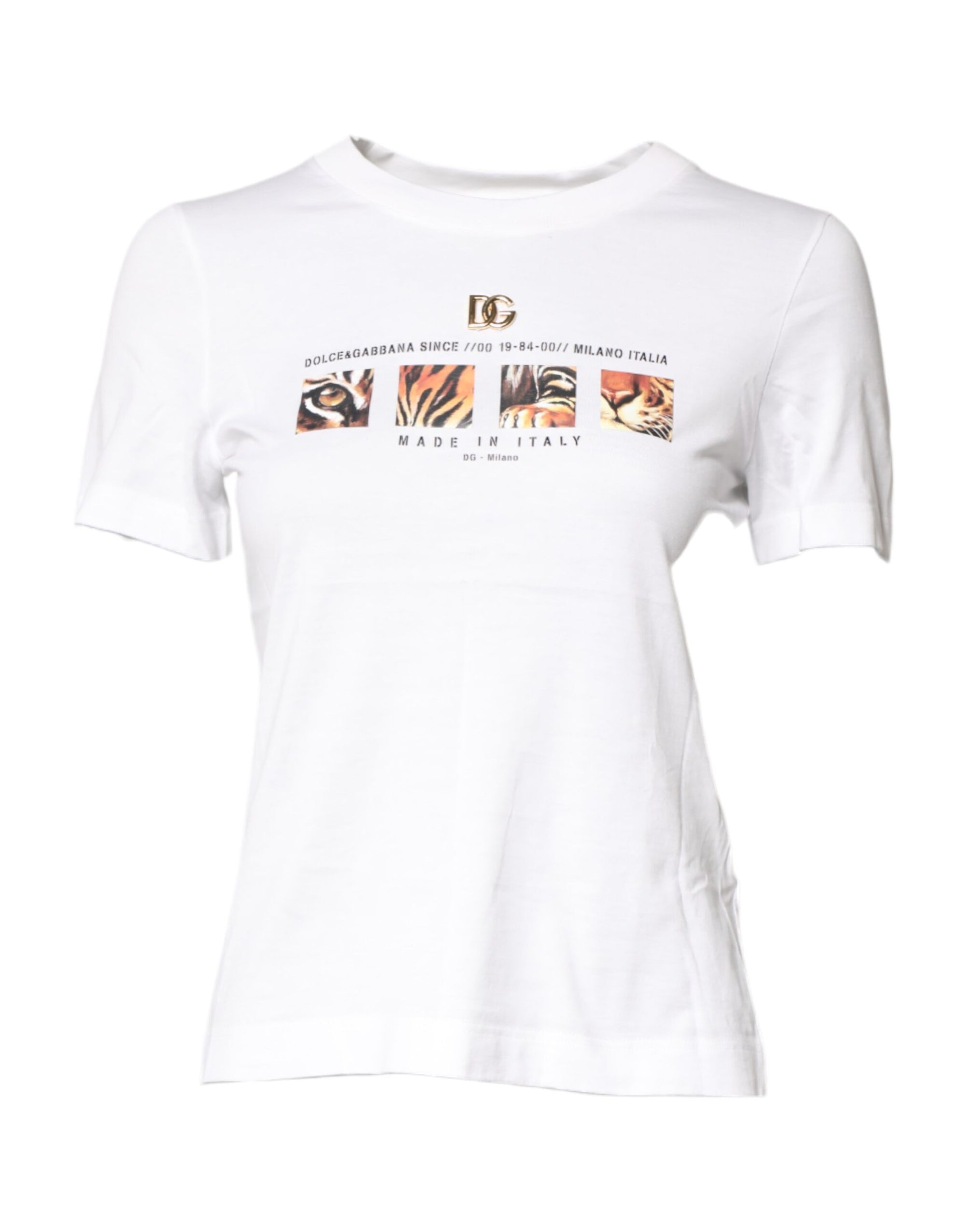 Dolce &amp; Gabbana White Cotton Graphic Print Crew Neck T-shirt