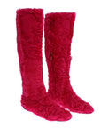Dolce & Gabbana Pink Lamb Fur Leather Flat Boots