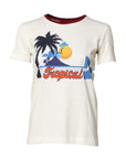 Dolce & Gabbana White Cotton Print Short Sleeves Top T-shirt