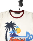 Dolce & Gabbana White Cotton Print Short Sleeves Top T-shirt