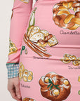 Dolce & Gabbana Pink Pastry Print Bodycon Sheath Midi Dress