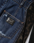Dolce & Gabbana Black Blue Long Sleeves Denim Mini Dress
