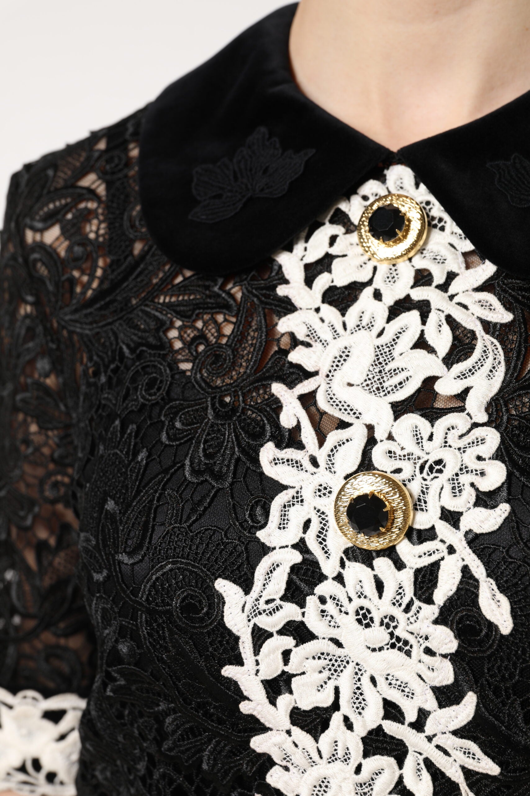 Dolce &amp; Gabbana Black Floral Lace Embellished Mini Dress