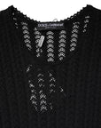 Dolce & Gabbana Black Cashmere Long Sleeves A-line Midi Dress