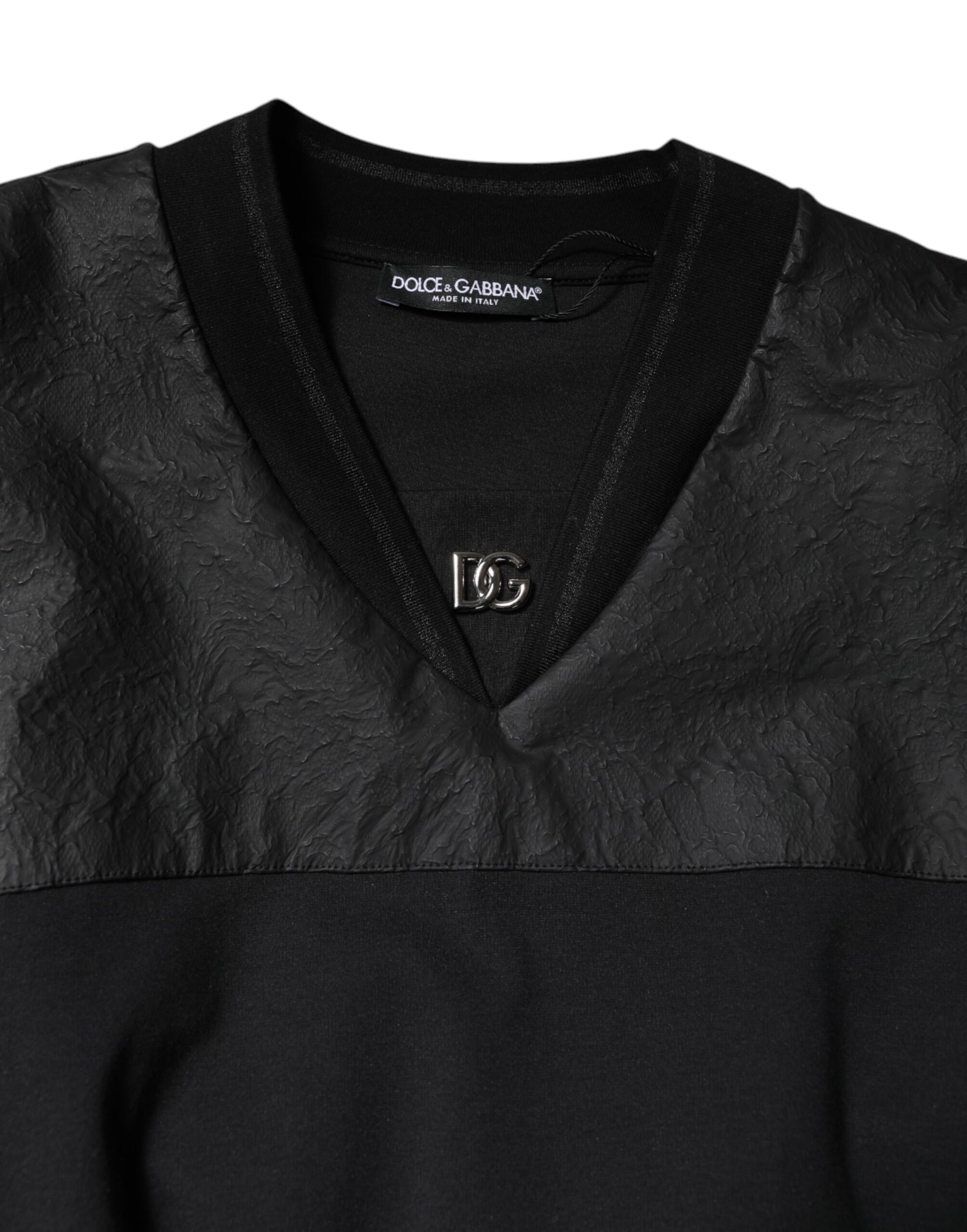 Dolce &amp; Gabbana Black Cotton Short Sleeves V-neck T-shirt