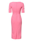 Dolce & Gabbana Pink Viscose Short Sleeve Sheath Midi Dress