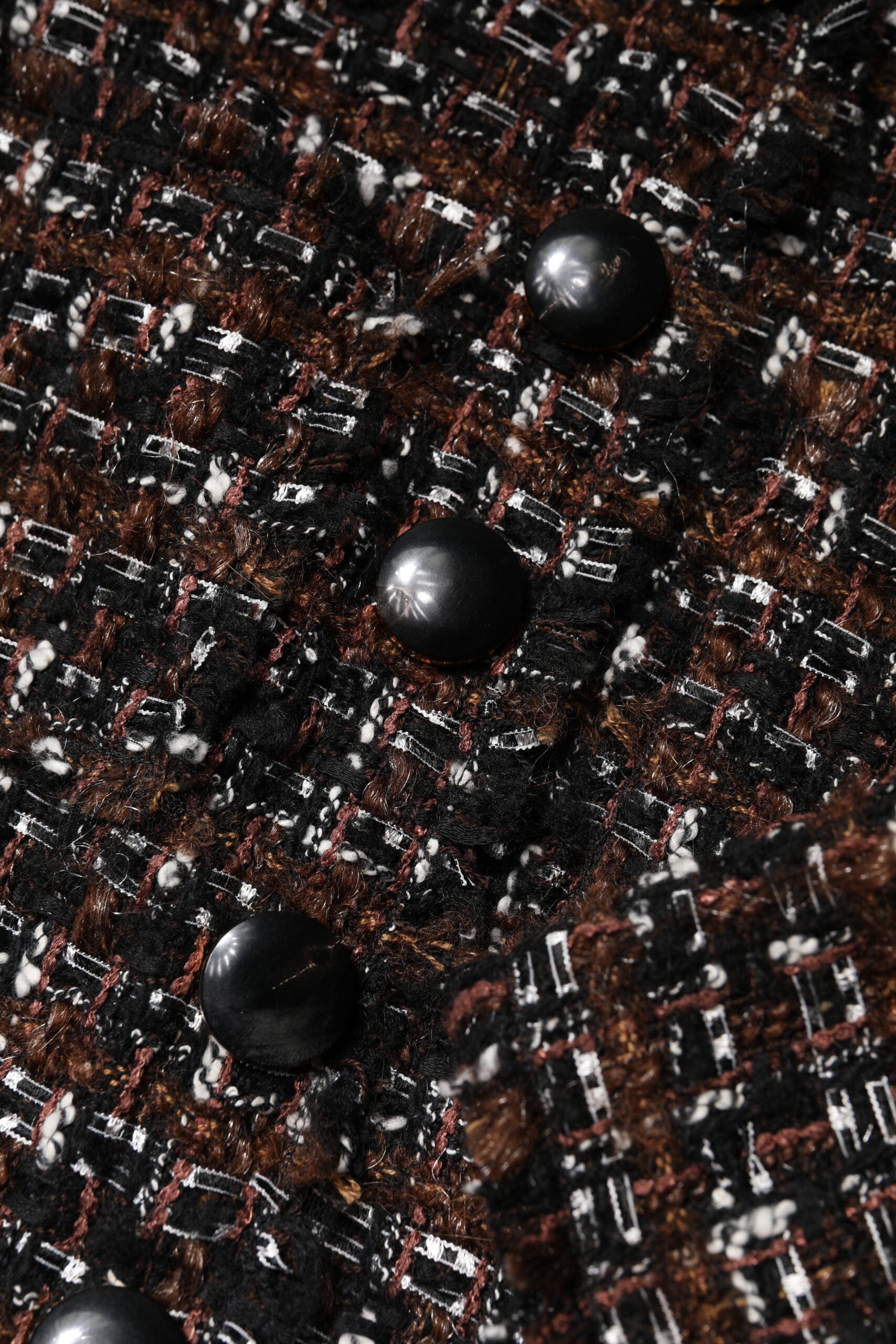 Dolce &amp; Gabbana Brown Tweed Short Sleeves A-line Mini Dress